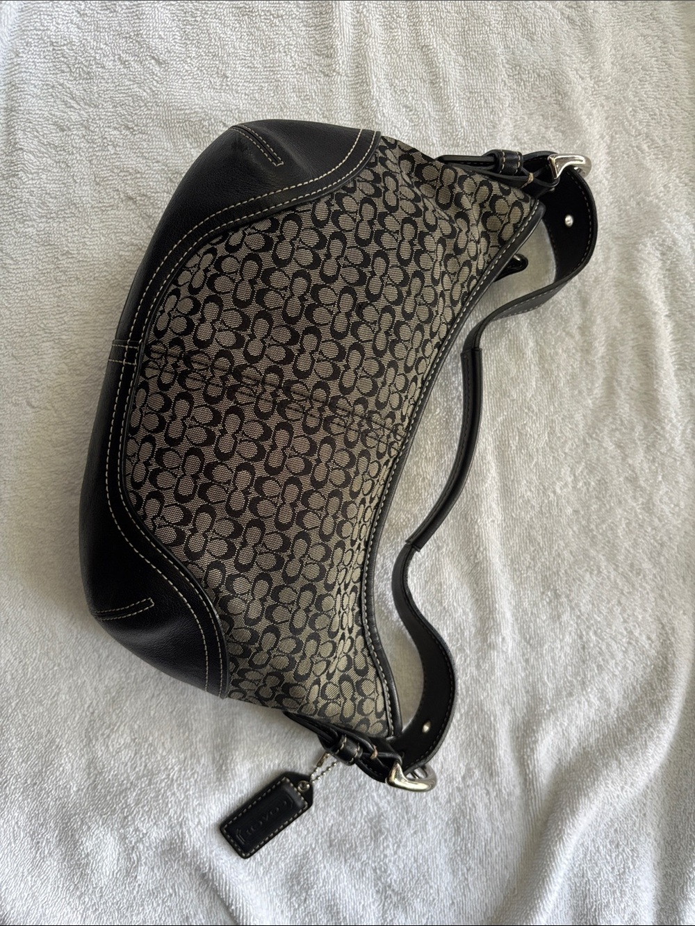 Coach Monogram Shoulder Bag in Black and Khaki